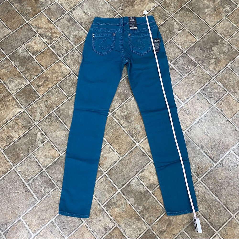 Silver Suki Skinny Jeans, Teal - Picture 9 of 15